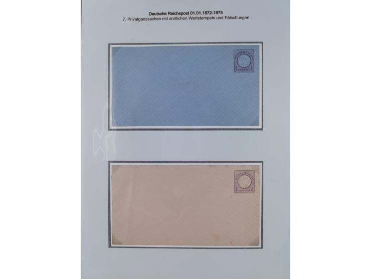 1872/75, Sammlung “Privat-Ganzsachenumschläge” mit 25 Umschlägen. Dabei u.a. jeweils 1 Umschlag mit Wertstempel 2½ und 5 Gros