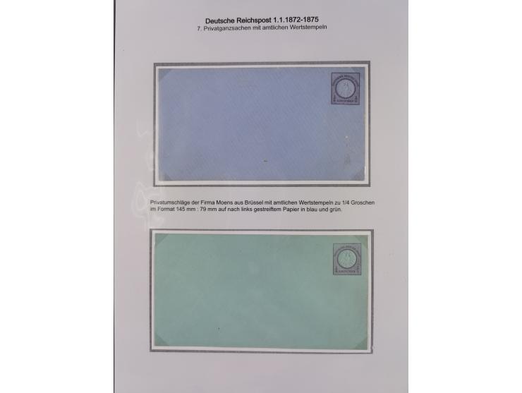 1872/75, Sammlung “Privat-Ganzsachenumschläge” mit 25 Umschlägen. Dabei u.a. jeweils 1 Umschlag mit Wertstempel 2½ und 5 Gros
