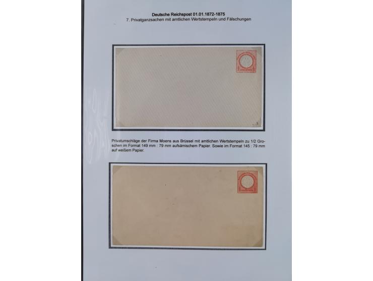 1872/75, Sammlung “Privat-Ganzsachenumschläge” mit 25 Umschlägen. Dabei u.a. jeweils 1 Umschlag mit Wertstempel 2½ und 5 Gros