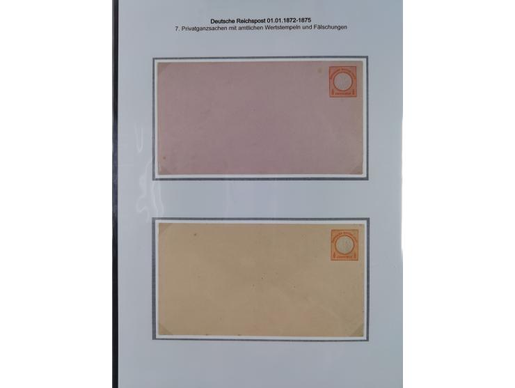 1872/75, Sammlung “Privat-Ganzsachenumschläge” mit 25 Umschlägen. Dabei u.a. jeweils 1 Umschlag mit Wertstempel 2½ und 5 Gros