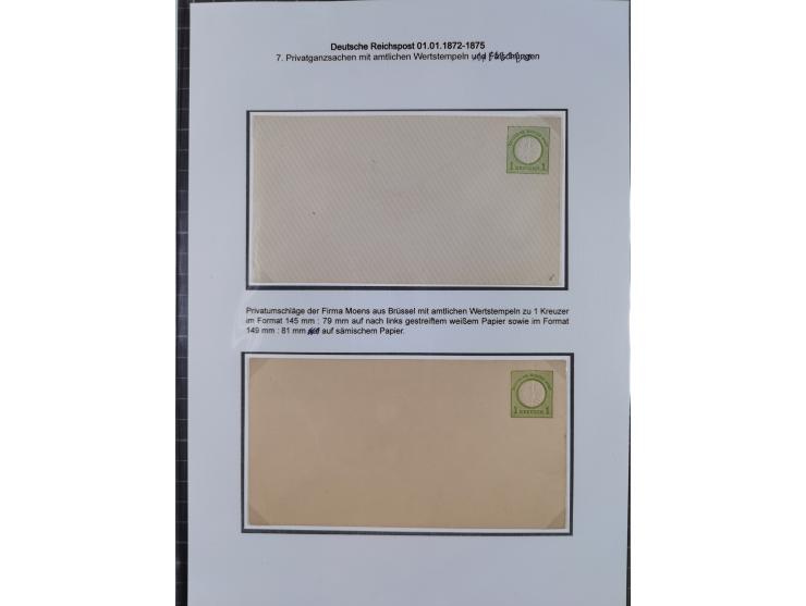 1872/75, Sammlung “Privat-Ganzsachenumschläge” mit 25 Umschlägen. Dabei u.a. jeweils 1 Umschlag mit Wertstempel 2½ und 5 Gros