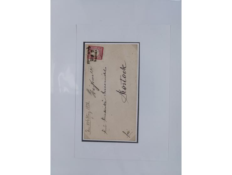 1872/74, kleine Sammlung von Bahnpost- und Bahnhofsstempel-Stempeln auf ca. 40 Briefen, Karten und Ganzsachen. Dabei interess