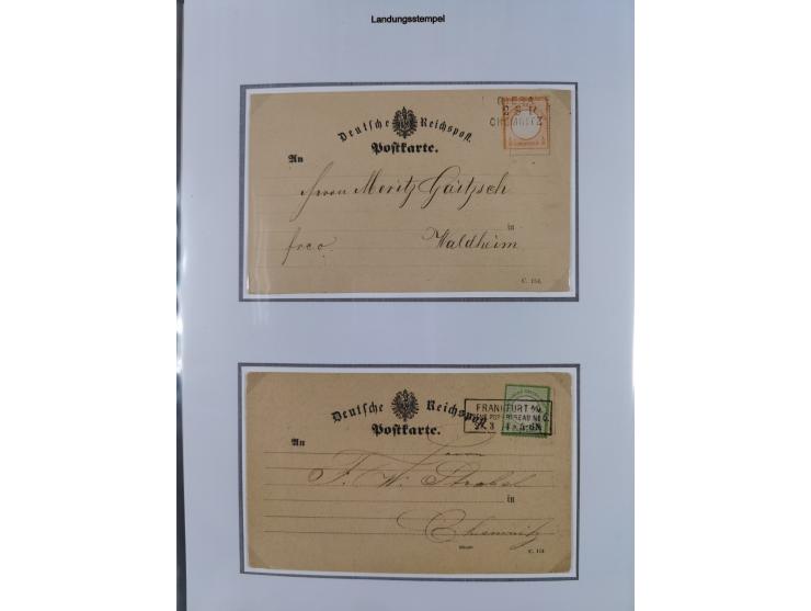 1872/74, kleine Sammlung von Bahnpost- und Bahnhofsstempel-Stempeln auf ca. 40 Briefen, Karten und Ganzsachen. Dabei interess
