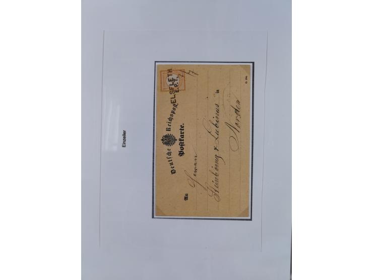 1872/74, kleine Sammlung von Bahnpost- und Bahnhofsstempel-Stempeln auf ca. 40 Briefen, Karten und Ganzsachen. Dabei interess