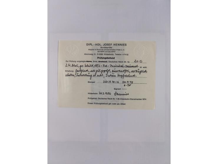 1872/74, Sammlung mit 22 frankierten “Postbehändigungsscheinen” in den Tarifen ½ Gr., 1 Gr., 1½ Gr. und 2 Gr. Dabei verschied