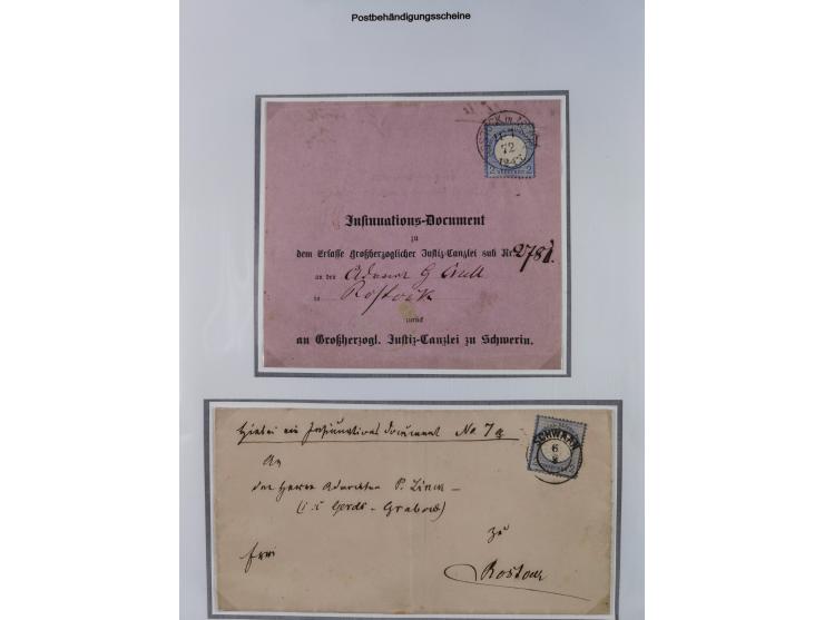 1872/74, Sammlung mit 22 frankierten “Postbehändigungsscheinen” in den Tarifen ½ Gr., 1 Gr., 1½ Gr. und 2 Gr. Dabei verschied