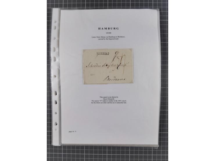 1785/1843 (ca.), kleine Partie mit 12 Vorphila-Briefe, dabei “128 HAMBURG” (x2), “T.T. HAMBURG 13 Dec.43.”, etc., meist in se