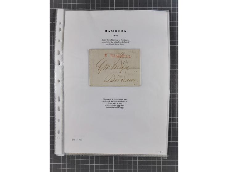 1785/1843 (ca.), kleine Partie mit 12 Vorphila-Briefe, dabei “128 HAMBURG” (x2), “T.T. HAMBURG 13 Dec.43.”, etc., meist in se