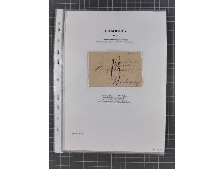 1785/1843 (ca.), kleine Partie mit 12 Vorphila-Briefe, dabei “128 HAMBURG” (x2), “T.T. HAMBURG 13 Dec.43.”, etc., meist in se