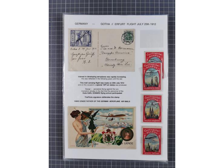 1912/14, interessante aufgezogene Sammlung mit 17 Briefen, Karten, Einheiten und besseren Stücken, dabei u.a. Gotha-Erfurt 10