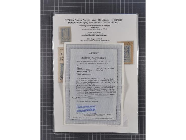 1912/14, interessante aufgezogene Sammlung mit 17 Briefen, Karten, Einheiten und besseren Stücken, dabei u.a. Gotha-Erfurt 10