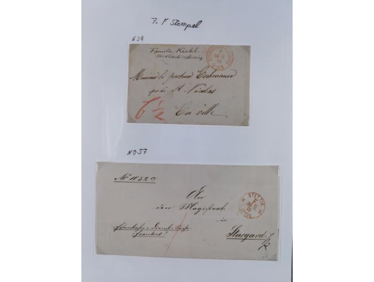 1867/77, interessante Sammlung “Franco-Stempel” mit 33 Briefen, Karten und zwei Paketkarten. Dabei u.a. Destinationen nach Fr