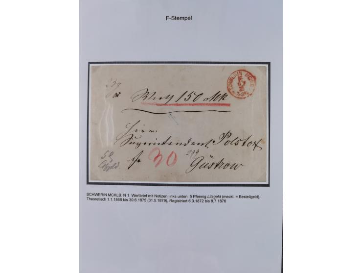 1867/77, interessante Sammlung “Franco-Stempel” mit 33 Briefen, Karten und zwei Paketkarten. Dabei u.a. Destinationen nach Fr