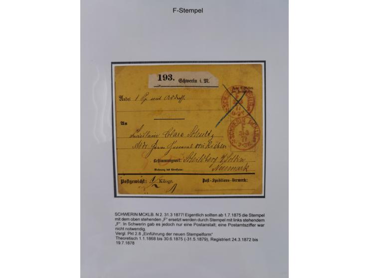 1867/77, interessante Sammlung “Franco-Stempel” mit 33 Briefen, Karten und zwei Paketkarten. Dabei u.a. Destinationen nach Fr