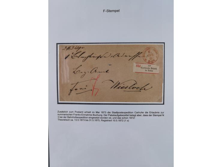 1867/77, interessante Sammlung “Franco-Stempel” mit 33 Briefen, Karten und zwei Paketkarten. Dabei u.a. Destinationen nach Fr