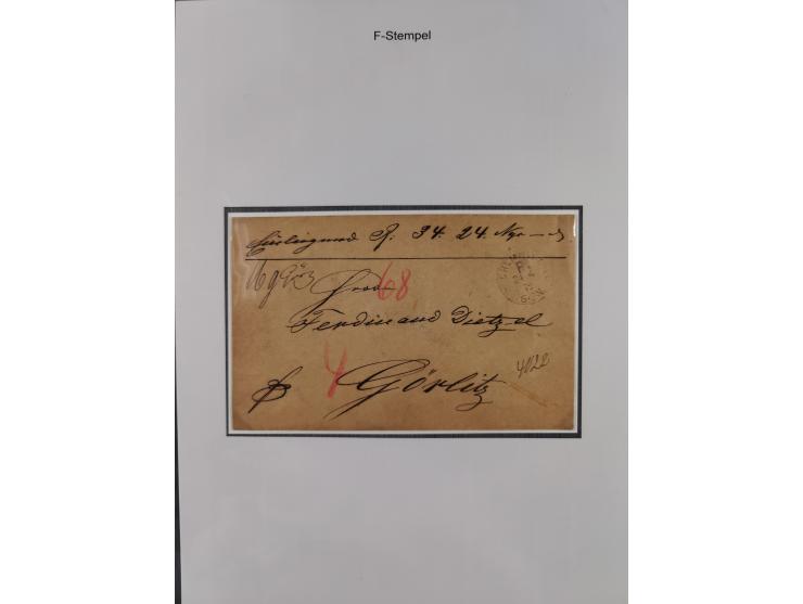1867/77, interessante Sammlung “Franco-Stempel” mit 33 Briefen, Karten und zwei Paketkarten. Dabei u.a. Destinationen nach Fr