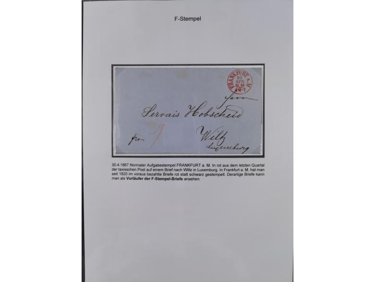 1867/77, interessante Sammlung “Franco-Stempel” mit 33 Briefen, Karten und zwei Paketkarten. Dabei u.a. Destinationen nach Fr