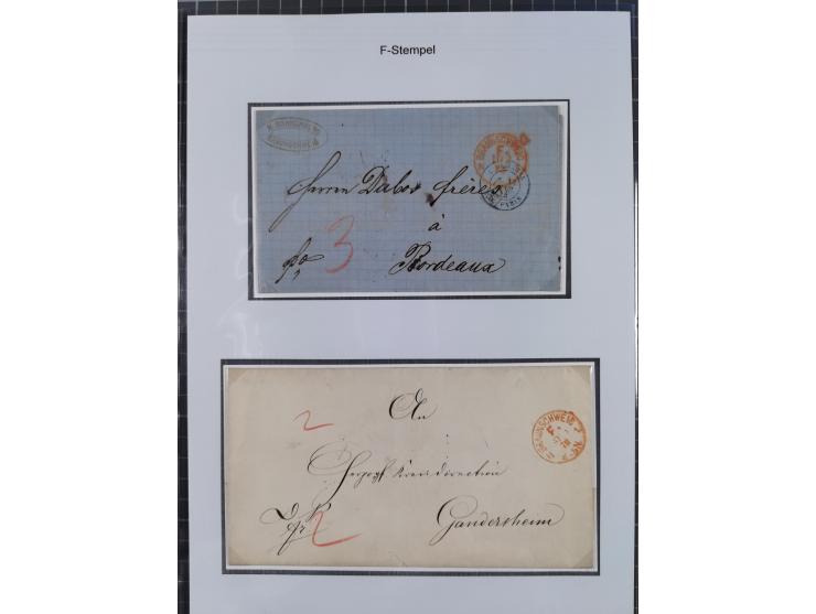 1867/77, interessante Sammlung “Franco-Stempel” mit 33 Briefen, Karten und zwei Paketkarten. Dabei u.a. Destinationen nach Fr