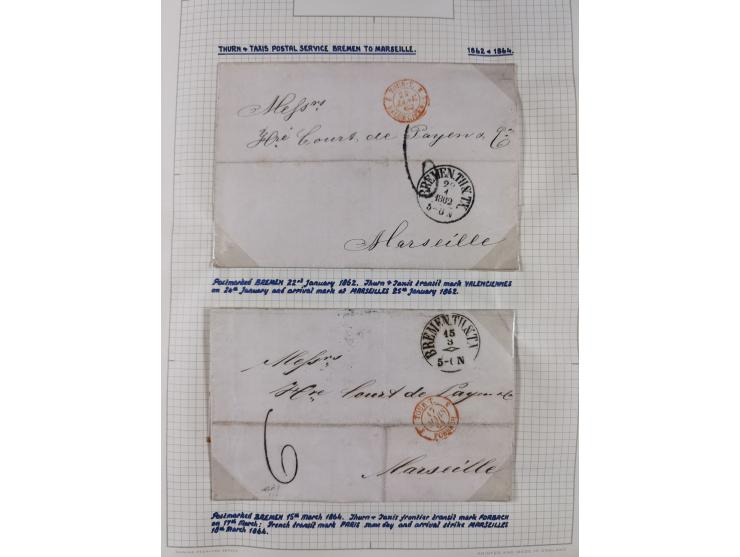 1698/1858 (ca.), über 75 Vorphila-Briefe, mit Thurn und Taxis, Hamburg. etc., dabei viele verschiedene Stempel und Verwendung