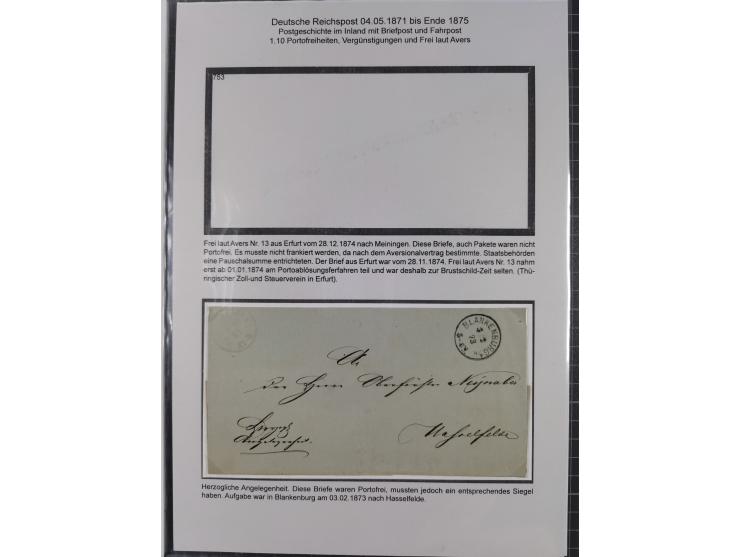 1872/75, sehr interessante Partie mit 18 markenlosen Formularen und Verwendungen. Dabei u.a. großformatiger Wertbrief mit EKr