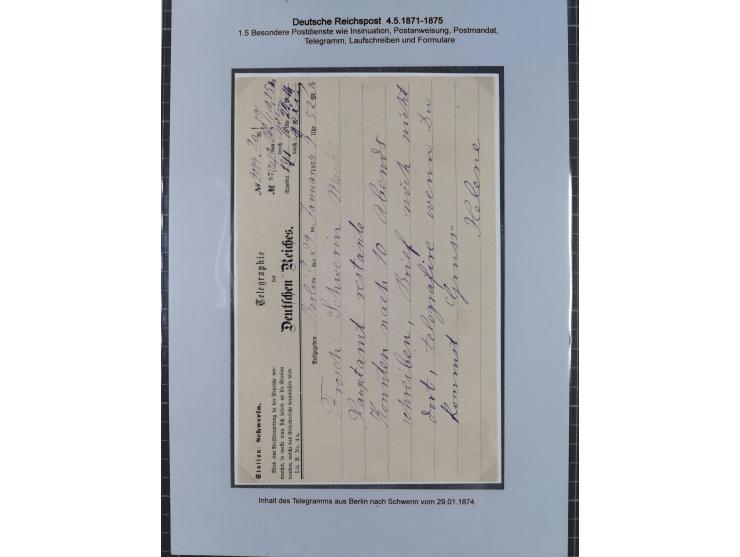 1872/75, sehr interessante Partie mit 18 markenlosen Formularen und Verwendungen. Dabei u.a. großformatiger Wertbrief mit EKr