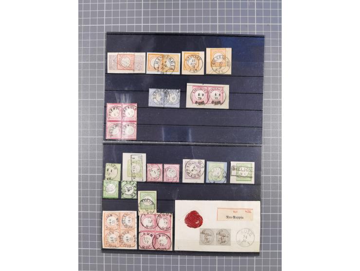 1872/74, interessante gestempelte Partie mit besseren Marken, Paaren, Einheiten und weiteren Besonderheiten. Dabei u.a. je zw