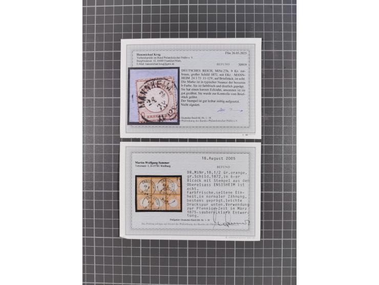 1872/74, interessante gestempelte Partie mit besseren Marken, Paaren, Einheiten und weiteren Besonderheiten. Dabei u.a. je zw