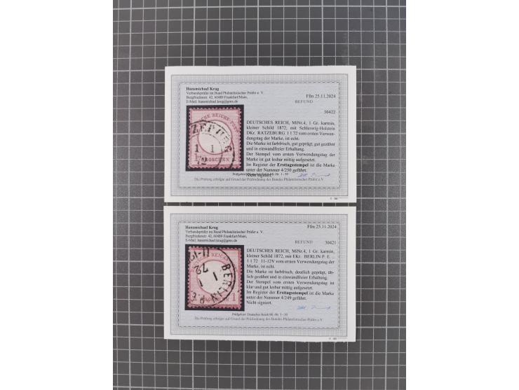 1872/74, interessante gestempelte Partie mit besseren Marken, Paaren, Einheiten und weiteren Besonderheiten. Dabei u.a. je zw