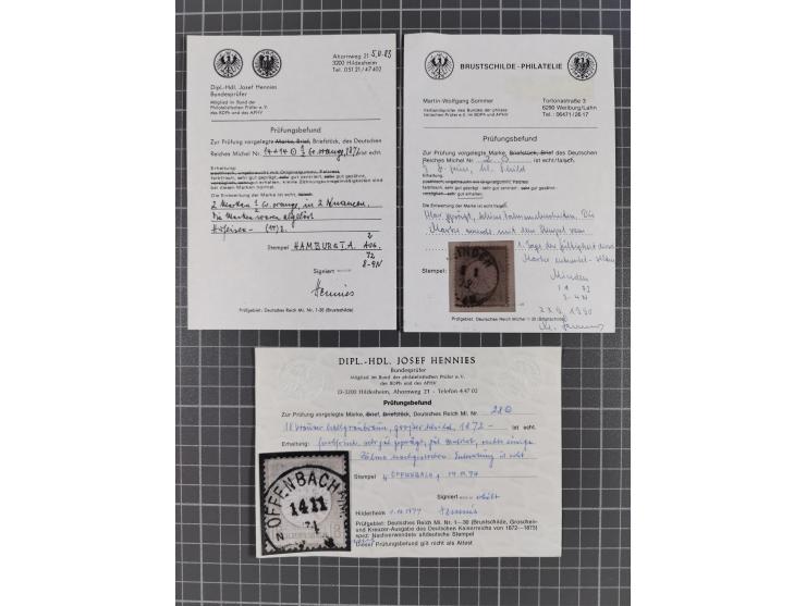 1872/74, interessante gestempelte Partie mit besseren Marken, Paaren, Einheiten und weiteren Besonderheiten. Dabei u.a. je zw