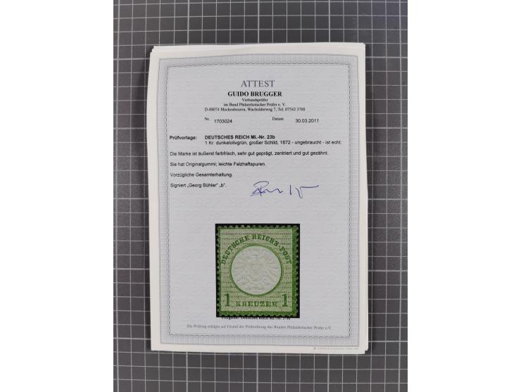 1872/74, ungebrauchte und postfrische Partie mit besseren Marken kleiner Schild, Farben und Viererblocks. Dabei u.a. 2x Mi.-N