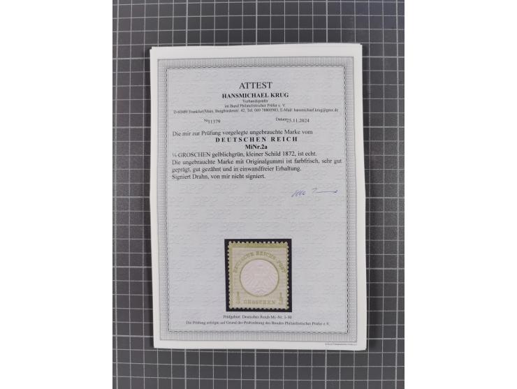 1872/74, ungebrauchte und postfrische Partie mit besseren Marken kleiner Schild, Farben und Viererblocks. Dabei u.a. 2x Mi.-N