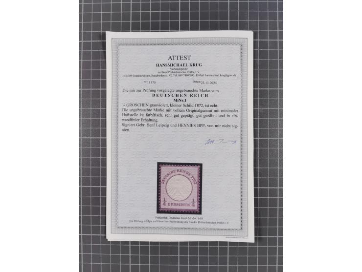 1872/74, ungebrauchte und postfrische Partie mit besseren Marken kleiner Schild, Farben und Viererblocks. Dabei u.a. 2x Mi.-N