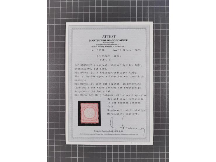 1872/74, ungebrauchte und postfrische Partie mit besseren Marken kleiner Schild, Farben und Viererblocks. Dabei u.a. 2x Mi.-N