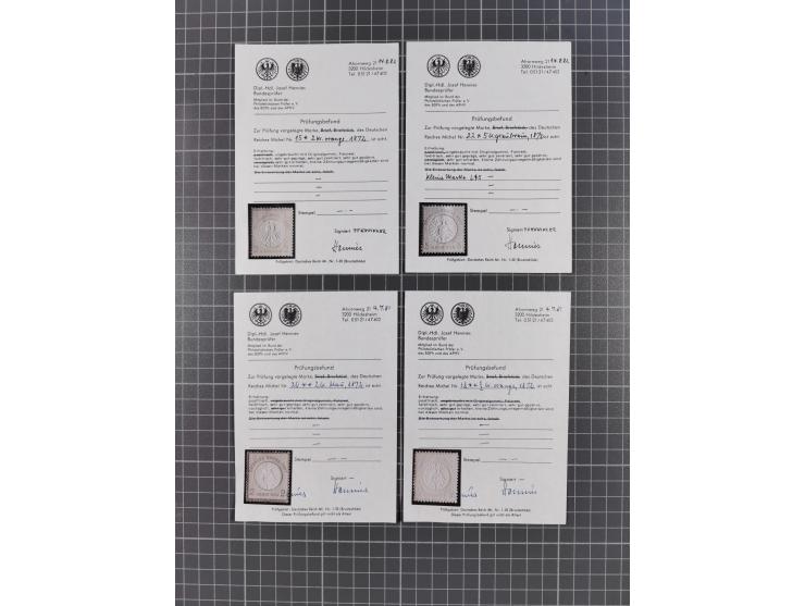 1872/74, ungebrauchte und postfrische Partie mit besseren Marken kleiner Schild, Farben und Viererblocks. Dabei u.a. 2x Mi.-N