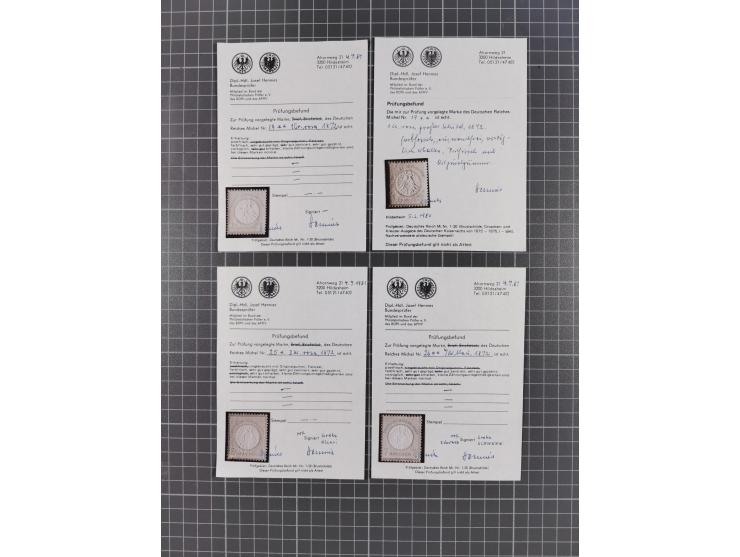 1872/74, ungebrauchte und postfrische Partie mit besseren Marken kleiner Schild, Farben und Viererblocks. Dabei u.a. 2x Mi.-N