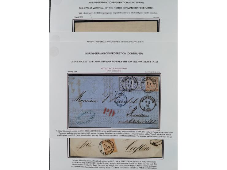 1868/70, Partie mit 27 Briefen und Karten mit verschiedenen Stempeln und Verwendungen, dabei ausländische Destinationen, daru