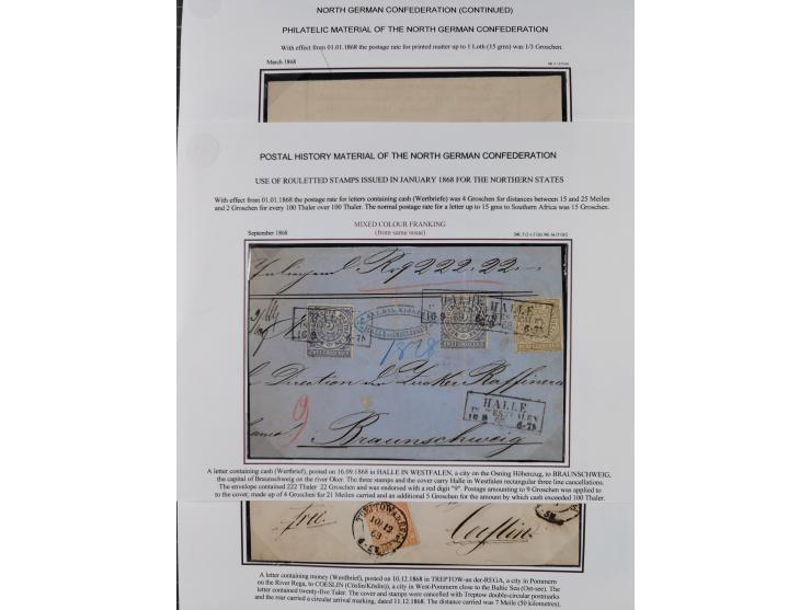 1868/70, Partie mit 27 Briefen und Karten mit verschiedenen Stempeln und Verwendungen, dabei ausländische Destinationen, daru