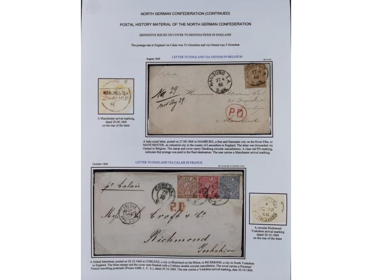 1868/70, Partie mit 27 Briefen und Karten mit verschiedenen Stempeln und Verwendungen, dabei ausländische Destinationen, daru