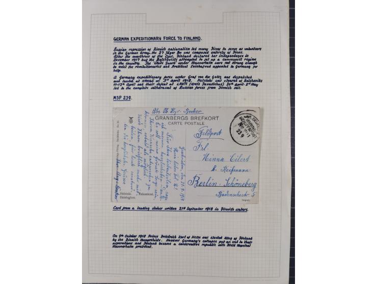 1895/1918, kleine aufgezogene Sammlung 21 Briefen und Karten mit diversen Schiffspost-Stempeln, dabei SMS Hansa, Nixe, Kormor