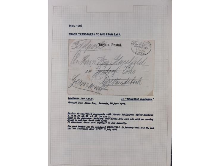1895/1918, kleine aufgezogene Sammlung 21 Briefen und Karten mit diversen Schiffspost-Stempeln, dabei SMS Hansa, Nixe, Kormor