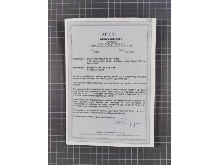 1872/74, Sammlung mit 30 Paketbegleitbriefen/Karten und drei Paketkarten sowie einer Vorderseite mit Mi.-Nr. 21a und L1 “HOLZ