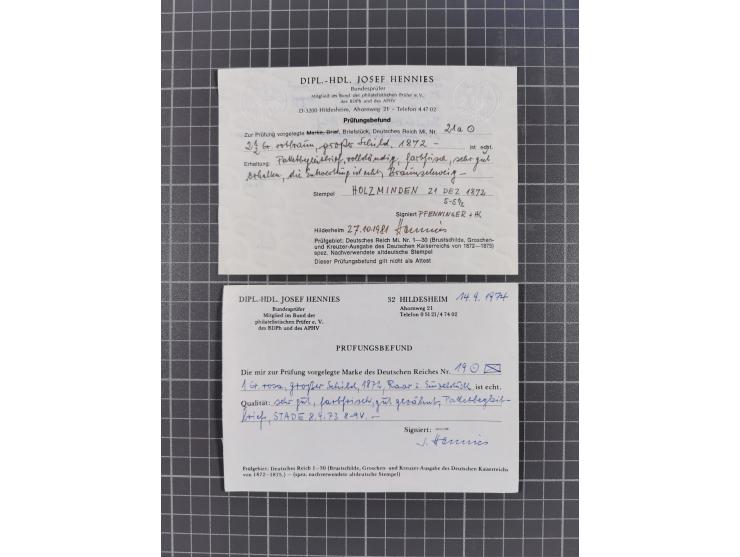 1872/74, Sammlung mit 30 Paketbegleitbriefen/Karten und drei Paketkarten sowie einer Vorderseite mit Mi.-Nr. 21a und L1 “HOLZ