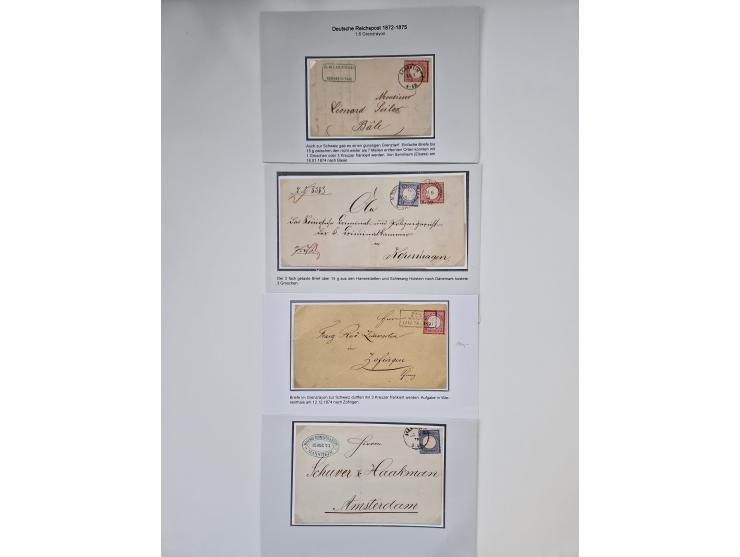 1872/74, umfangreiche Sammlung “Auslandsbriefe” mit ca. 70 Briefen und Karten mit besseren Frankaturen, R-Briefen, Grenzrayon