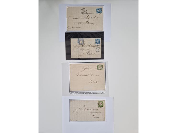 1872/74, umfangreiche Sammlung “Auslandsbriefe” mit ca. 70 Briefen und Karten mit besseren Frankaturen, R-Briefen, Grenzrayon