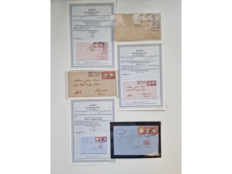 1872/74, umfangreiche Sammlung “Auslandsbriefe” mit ca. 70 Briefen und Karten mit besseren Frankaturen, R-Briefen, Grenzrayon