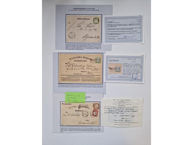 1872/74, umfangreiche Sammlung mit &nbsp;über 100 Briefen und Karten mit besseren Einzel- und Mehrfachfrankaturen, R- und Wer