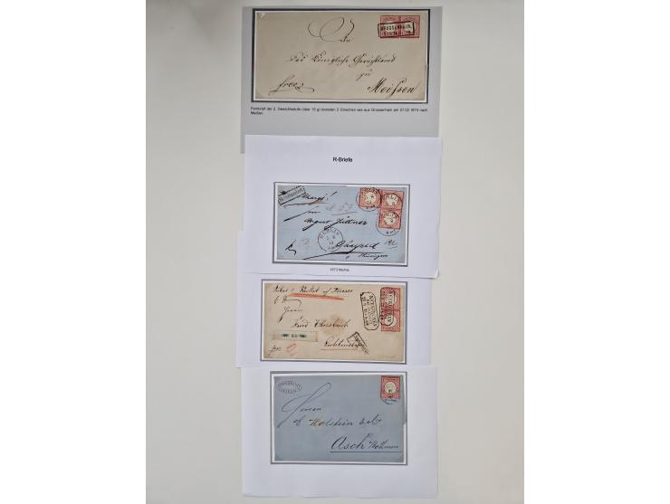 1872/74, umfangreiche Sammlung mit &nbsp;über 100 Briefen und Karten mit besseren Einzel- und Mehrfachfrankaturen, R- und Wer