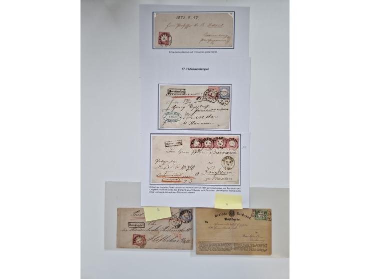1872/74, umfangreiche Sammlung mit &nbsp;über 100 Briefen und Karten mit besseren Einzel- und Mehrfachfrankaturen, R- und Wer