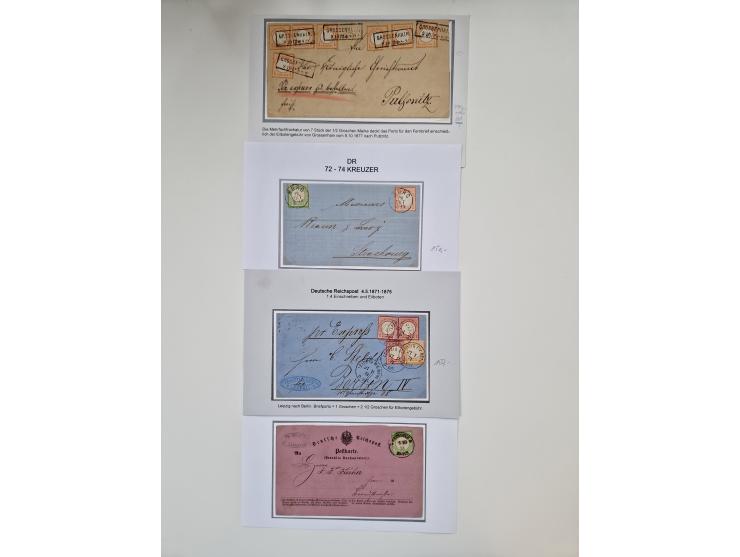 1872/74, umfangreiche Sammlung mit &nbsp;über 100 Briefen und Karten mit besseren Einzel- und Mehrfachfrankaturen, R- und Wer