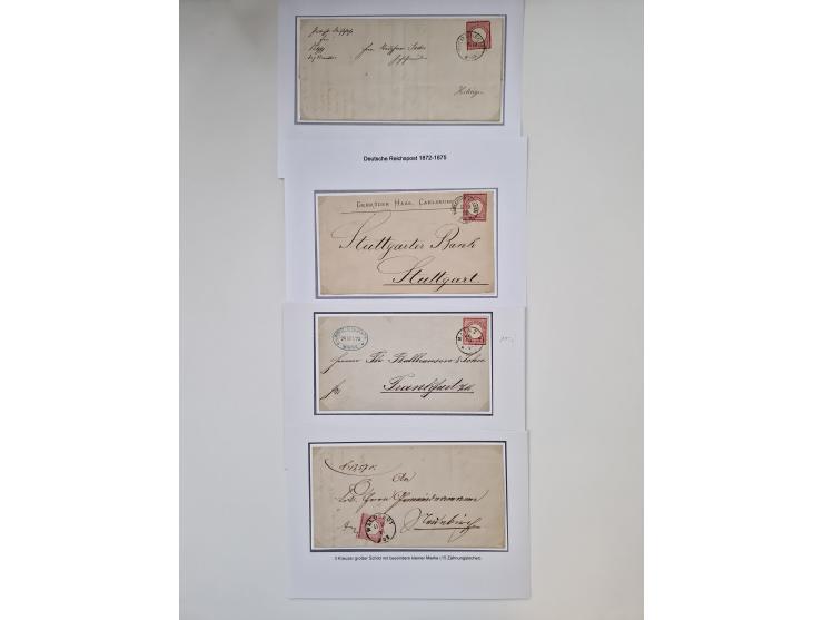 1872/74, umfangreiche Sammlung mit &nbsp;über 100 Briefen und Karten mit besseren Einzel- und Mehrfachfrankaturen, R- und Wer